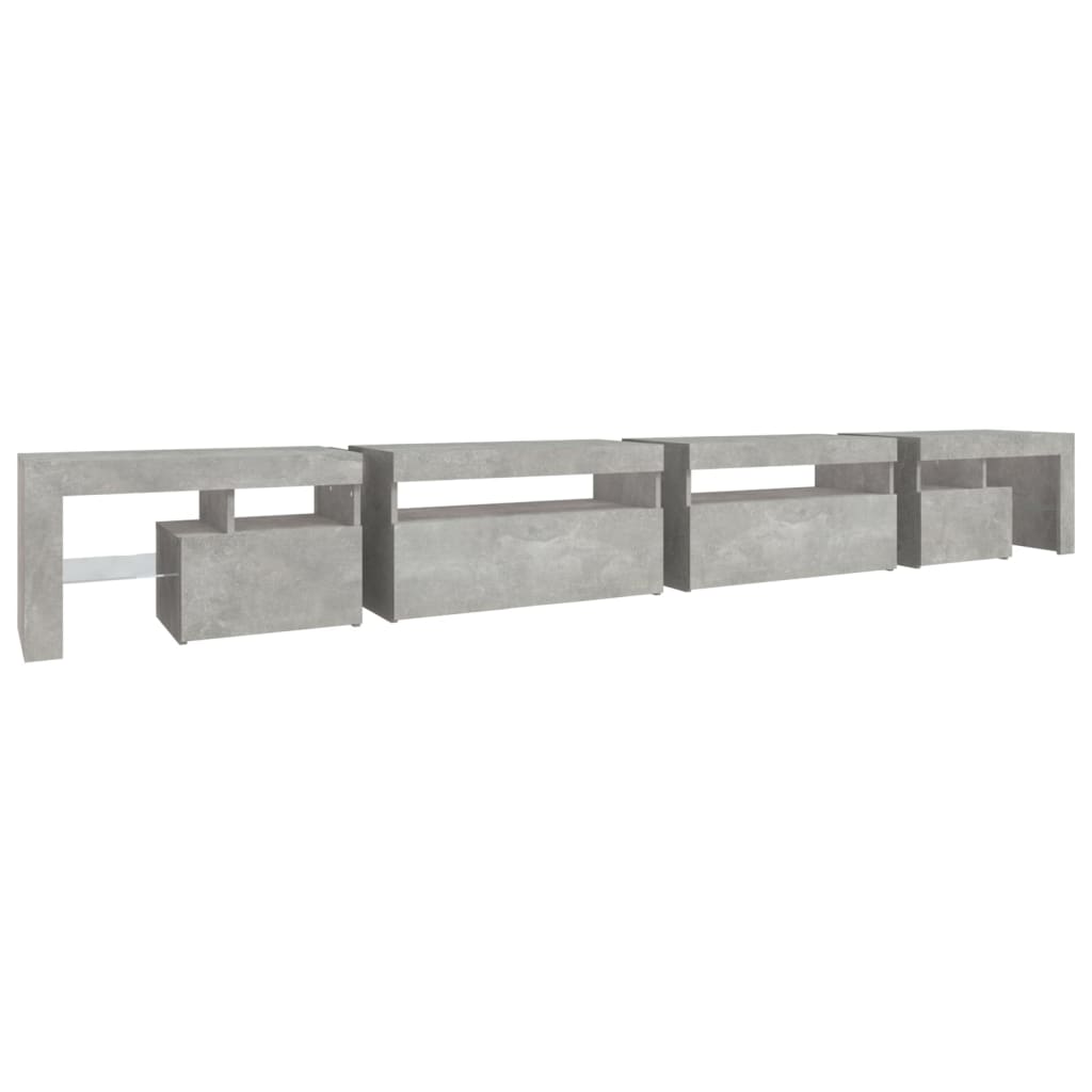Meuble TV avec lumières LED Gris béton 290x36,5x40 cm - XIOS