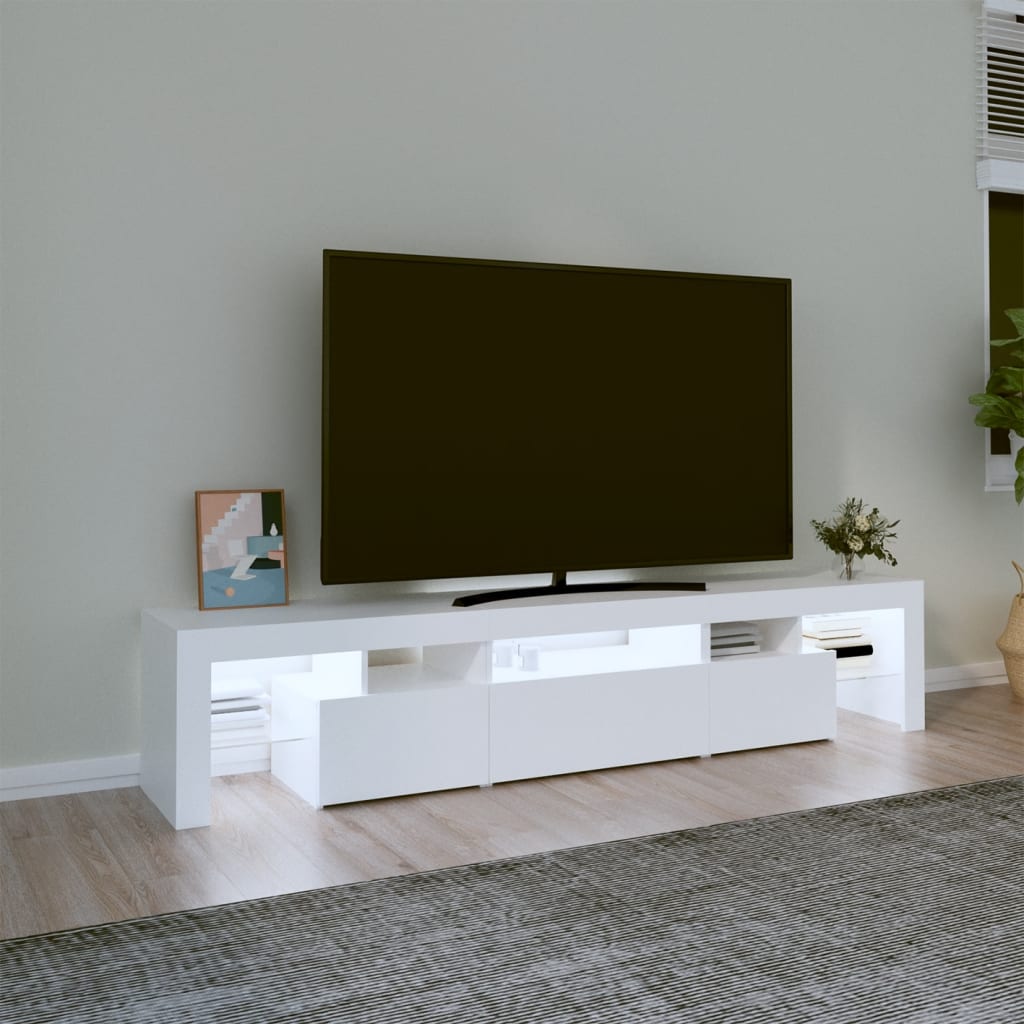 Meuble TV avec lumières LED Blanc 200x36,5x40 cm - XIOS