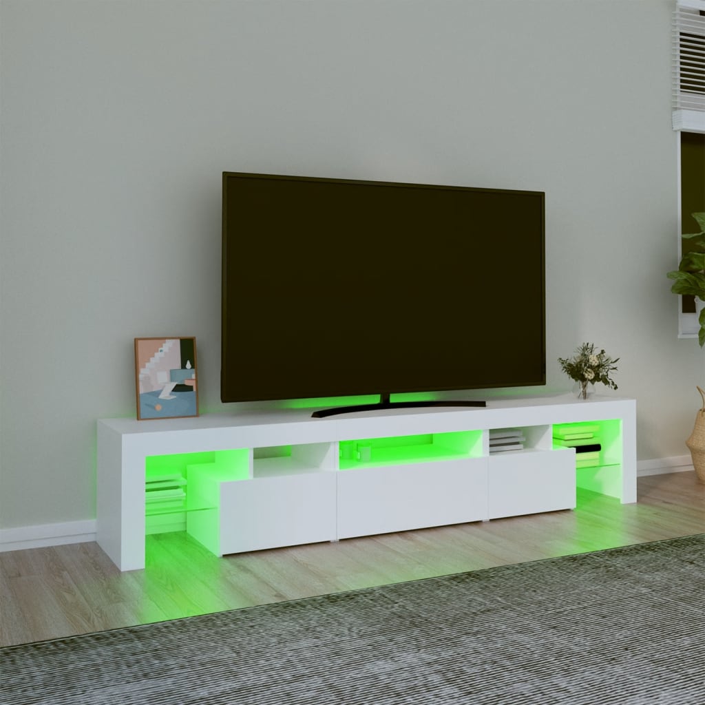 Meuble TV avec lumières LED Blanc 200x36,5x40 cm - XIOS