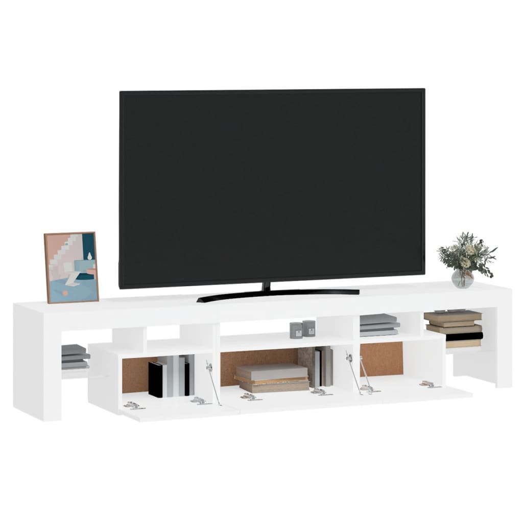 Meuble TV avec lumières LED Blanc 200x36,5x40 cm - XIOS