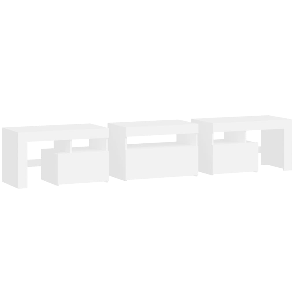 Meuble TV avec lumières LED Blanc 200x36,5x40 cm - XIOS