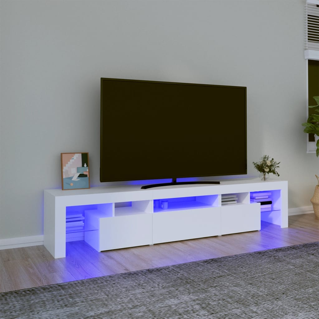 Meuble TV avec lumières LED Blanc 200x36,5x40 cm - XIOS