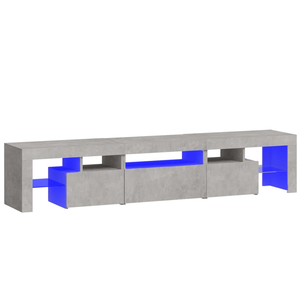 Meuble TV avec lumières LED Gris béton 200x36,5x40 cm - XIOS