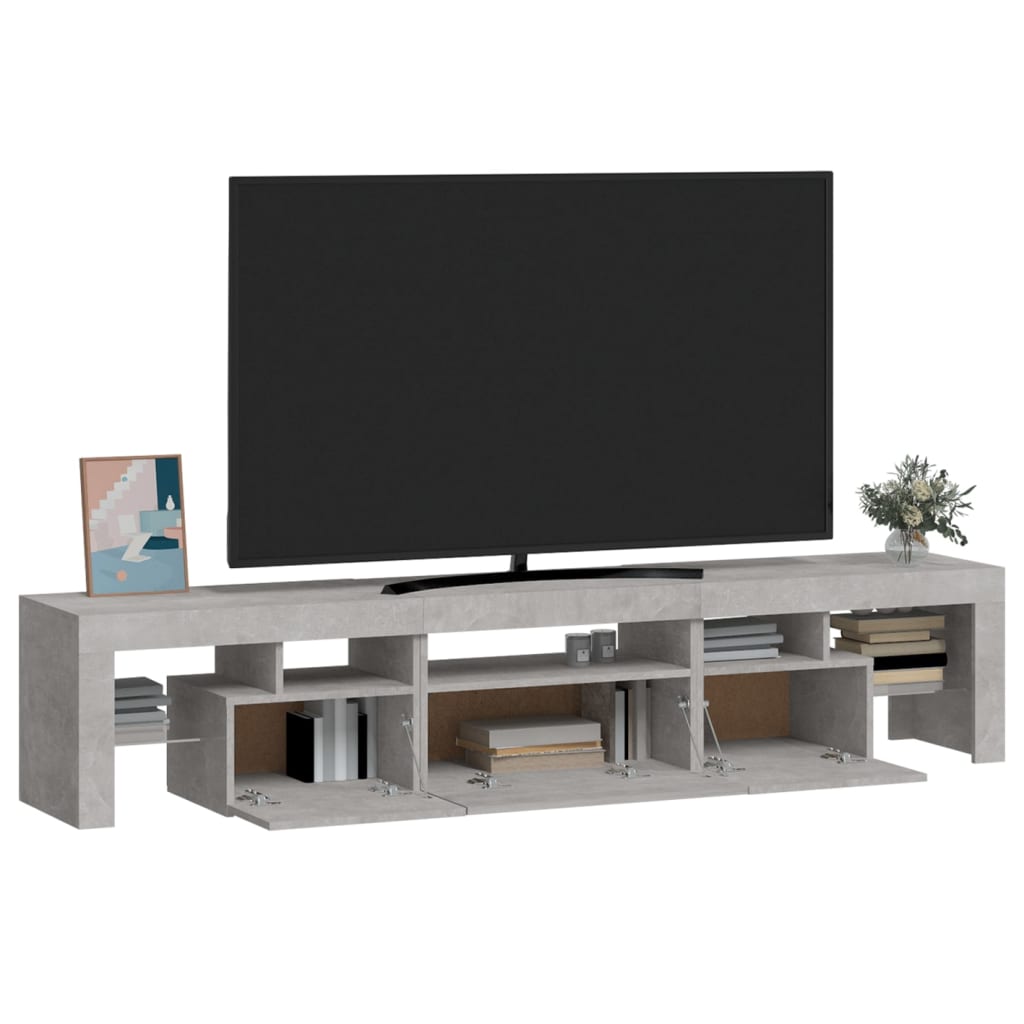Meuble TV avec lumières LED Gris béton 200x36,5x40 cm - XIOS