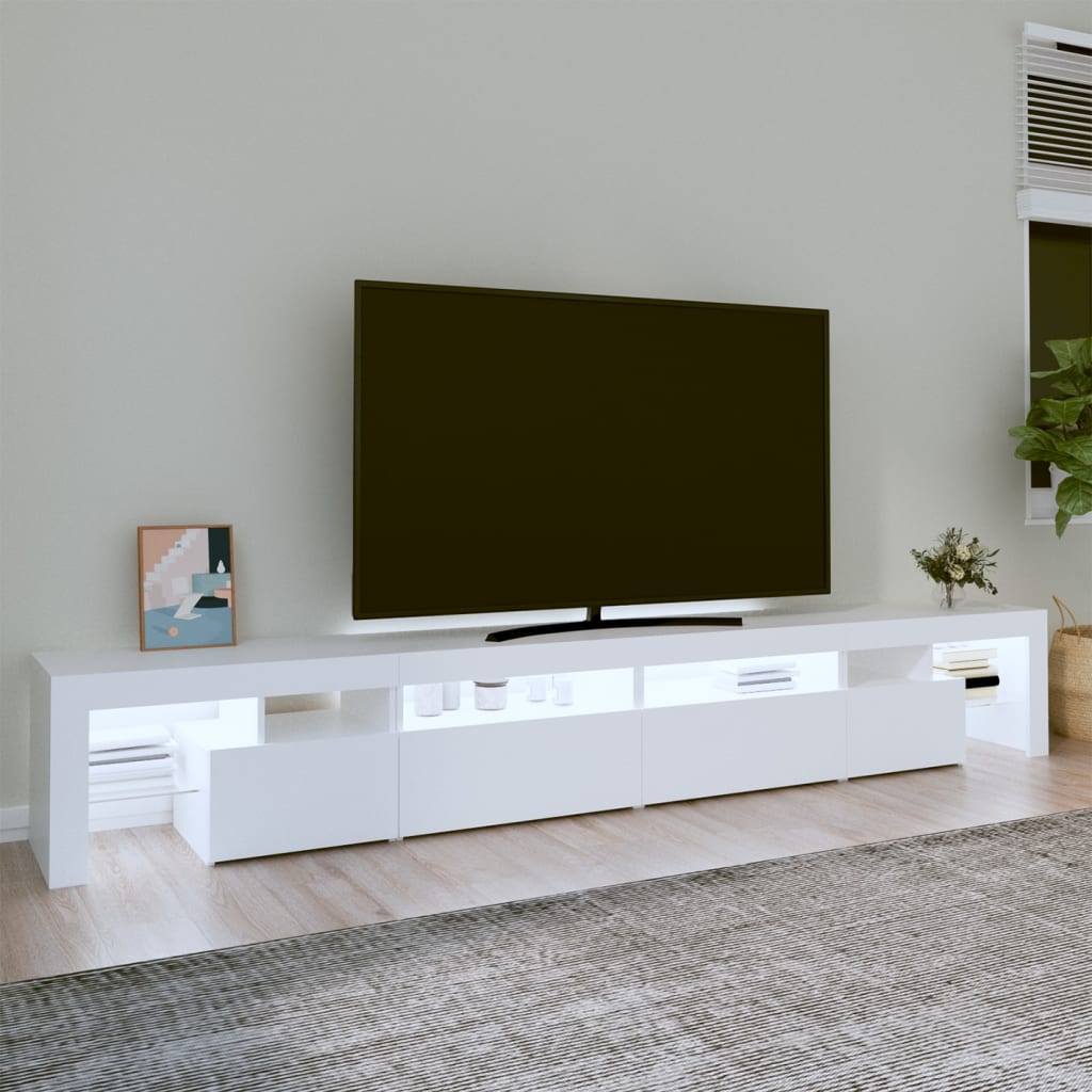Meuble TV avec lumières LED Blanc 260x36,5x40 cm - XIOS