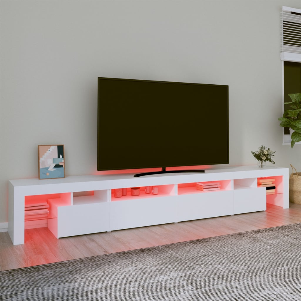 Meuble TV avec lumières LED Blanc 260x36,5x40 cm - XIOS
