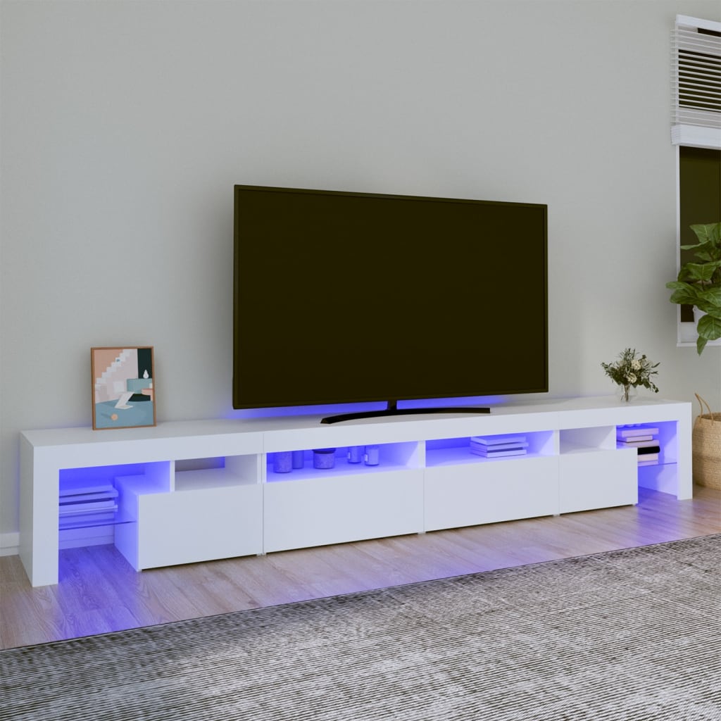 Meuble TV avec lumières LED Blanc 260x36,5x40 cm - XIOS
