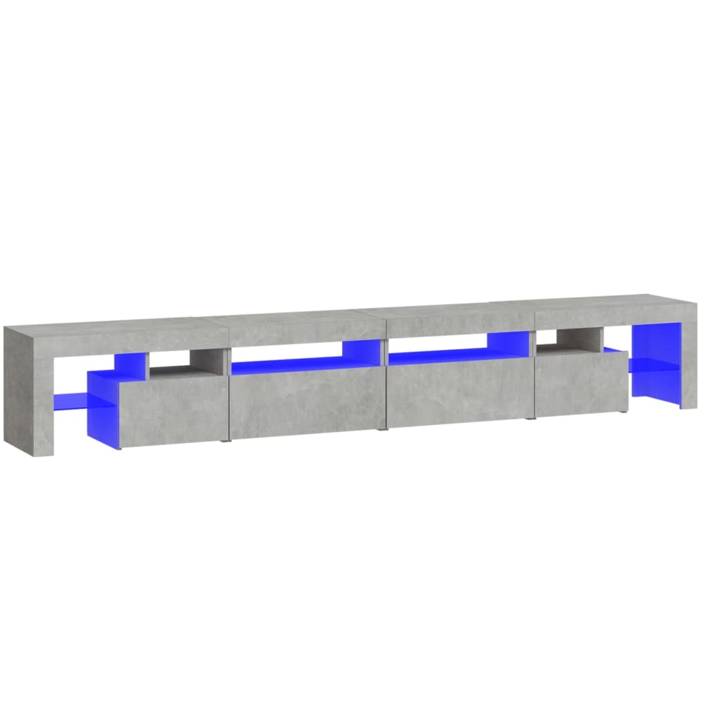 Meuble TV avec lumières LED Gris béton 260x36,5x40 cm - XIOS