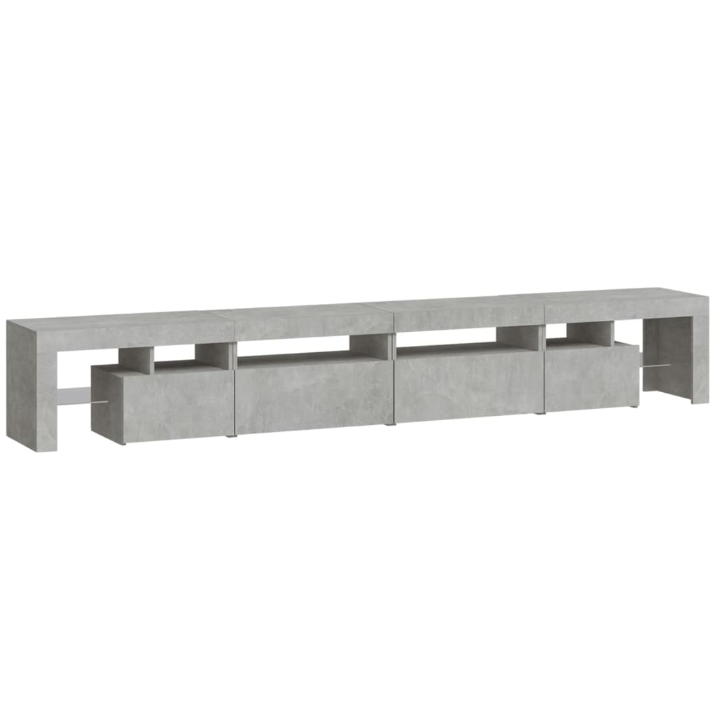 Meuble TV avec lumières LED Gris béton 260x36,5x40 cm - XIOS