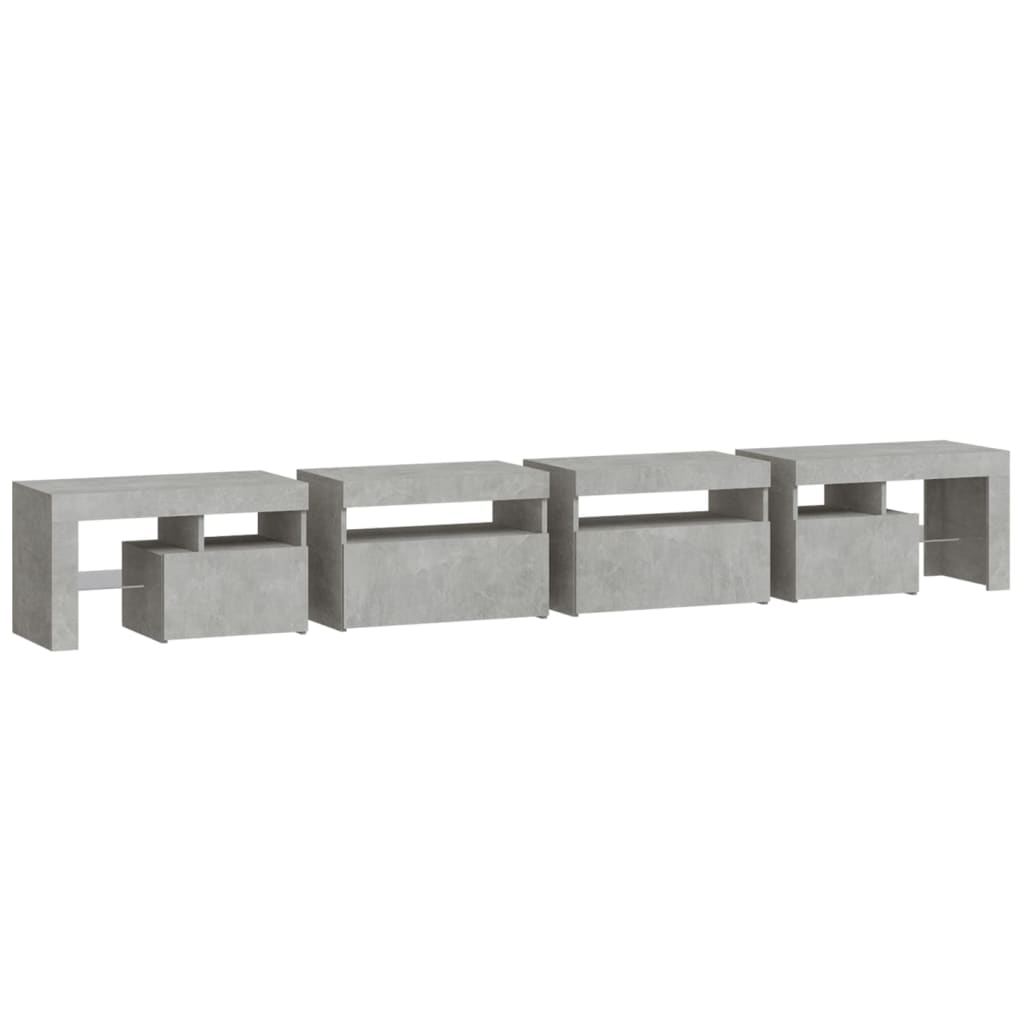 Meuble TV avec lumières LED Gris béton 260x36,5x40 cm - XIOS