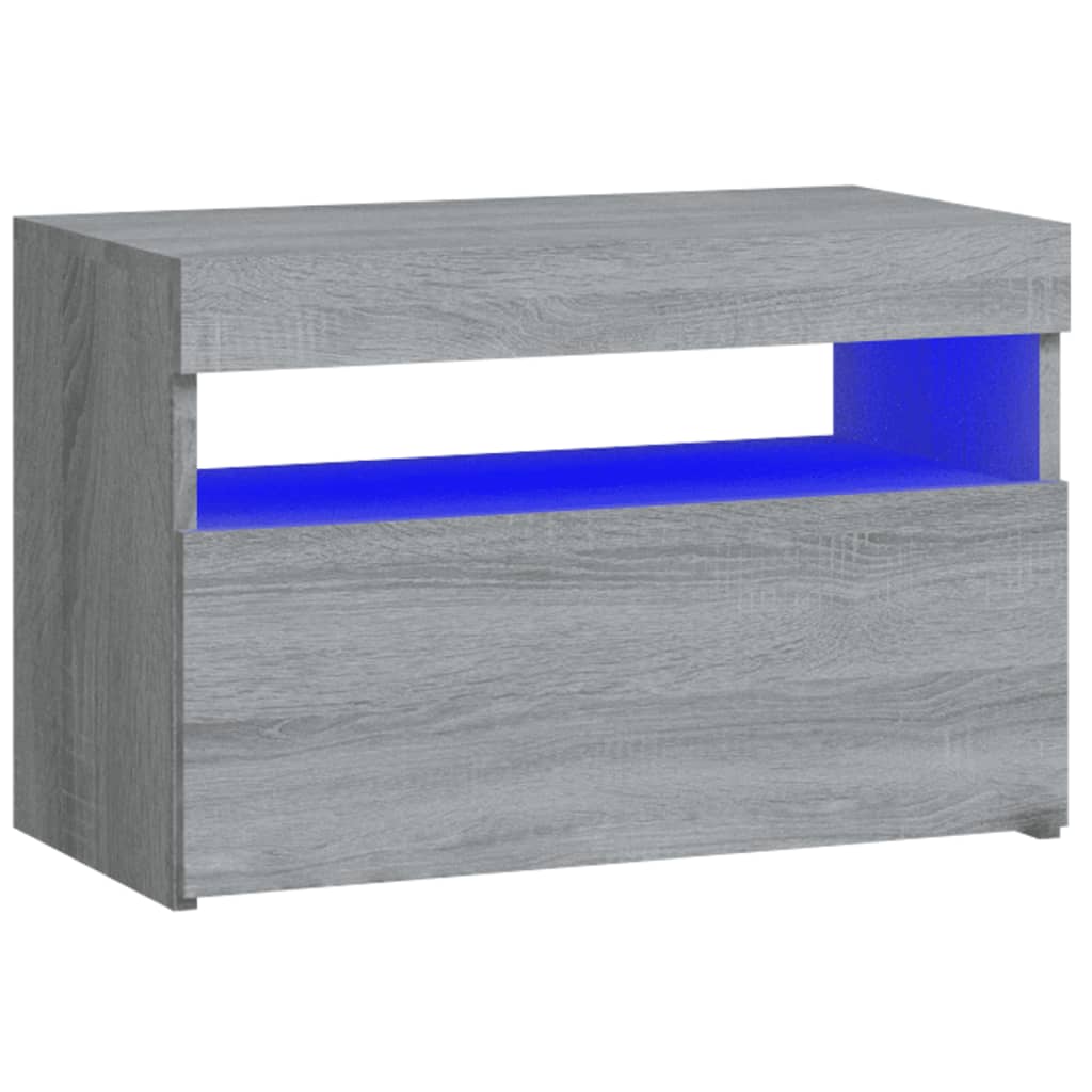 Table de chevet avec lumières LED Sonoma gris 60x35x40 cm - XIOS