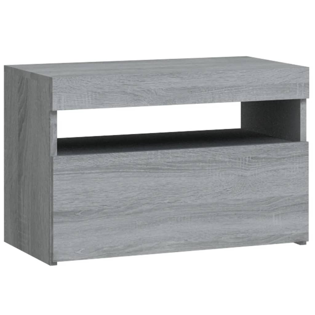 Table de chevet avec lumières LED Sonoma gris 60x35x40 cm - XIOS
