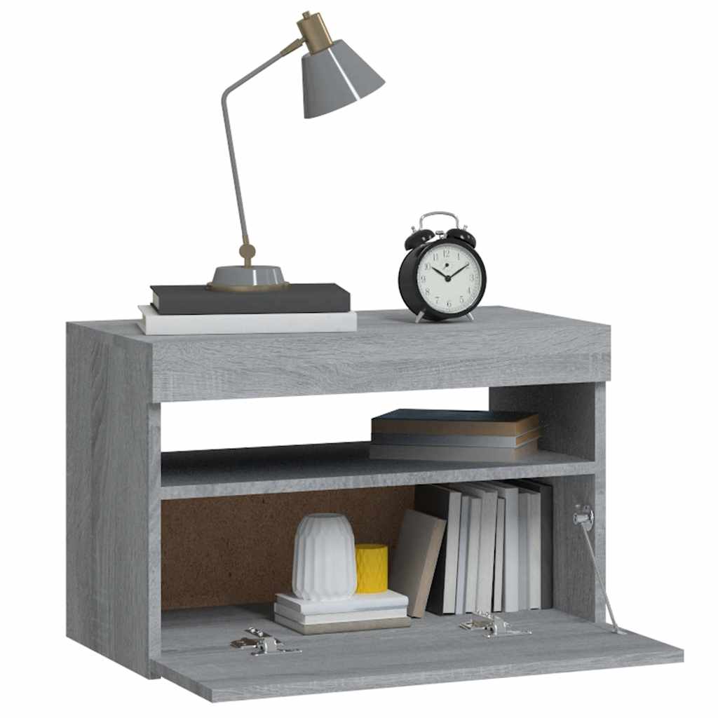 Table de chevet avec lumières LED Sonoma gris 60x35x40 cm - XIOS