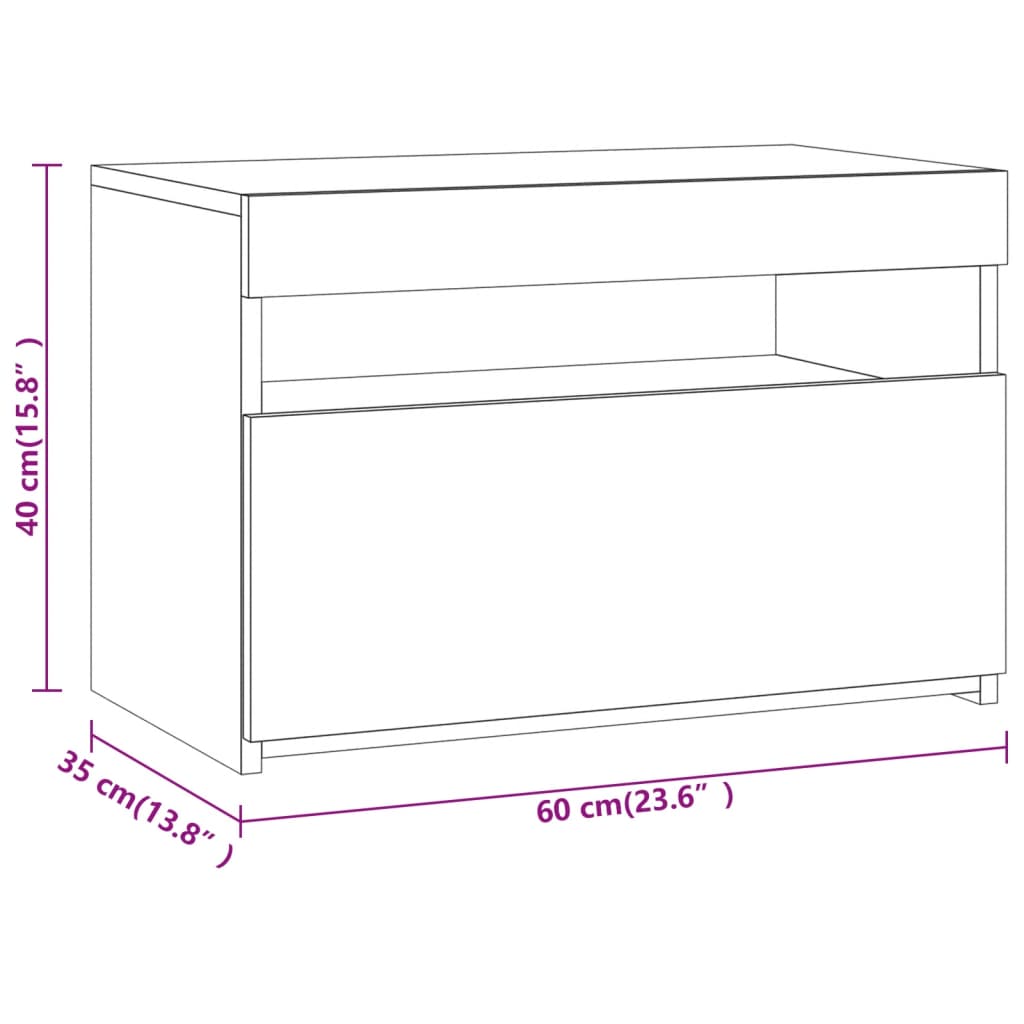 Table de chevet avec lumières LED Sonoma gris 60x35x40 cm - XIOS