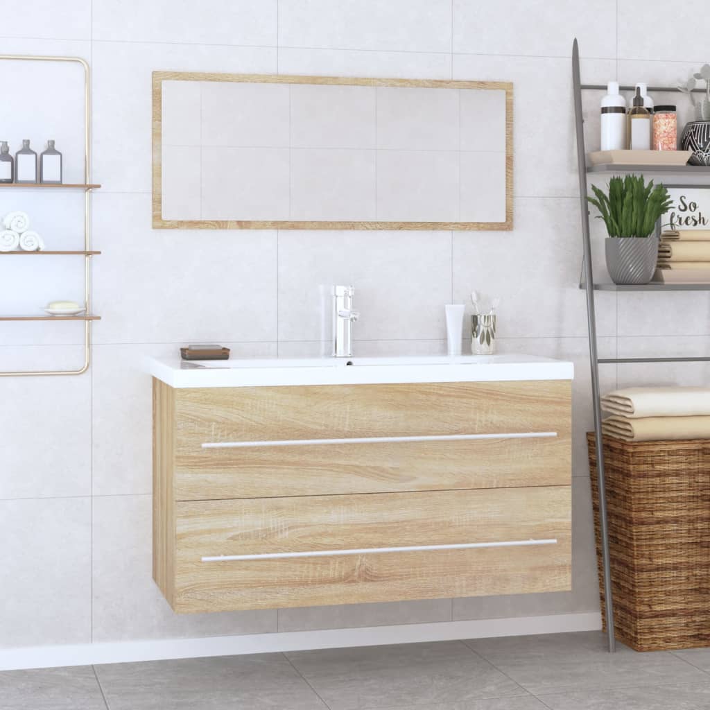 Ensemble de meubles de salle de bain 3 pcs Chêne sonoma