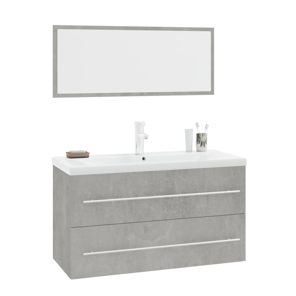 Ensemble de meubles de salle de bain 3 pcs Gris béton