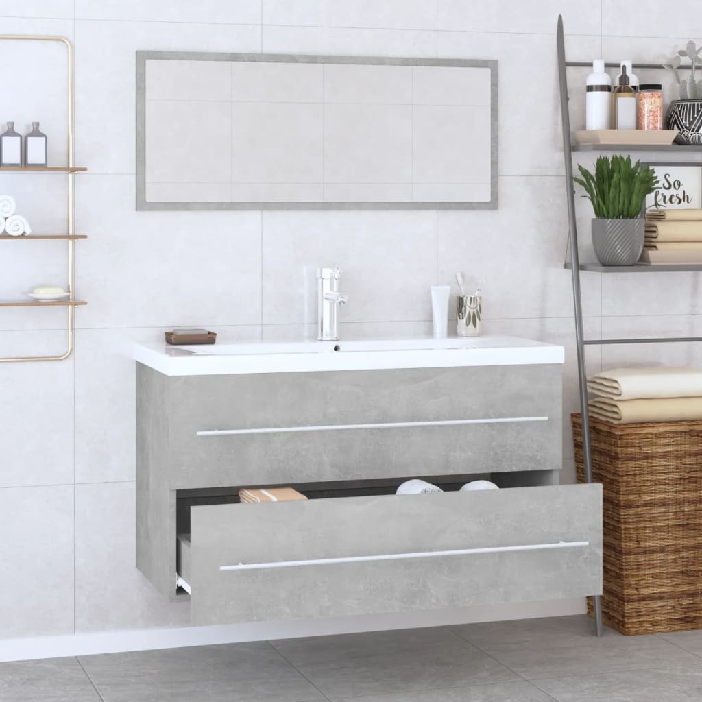 Ensemble de meubles de salle de bain 3 pcs Gris béton