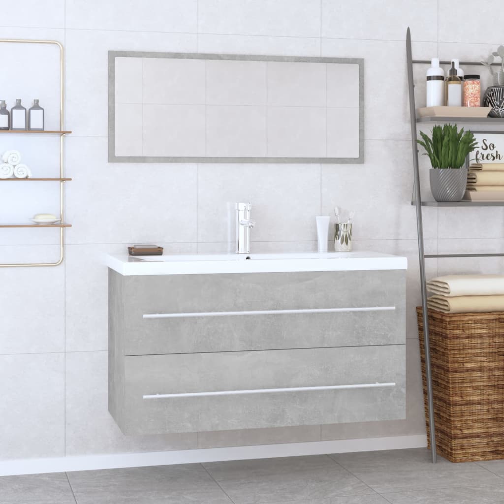 Ensemble de meubles de salle de bain 3 pcs Gris béton