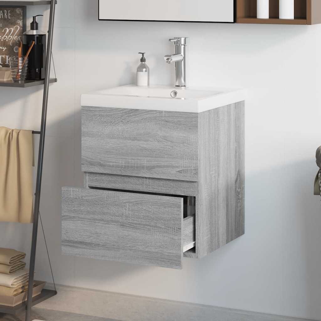 Meuble lavabo avec bassin intégré Sonoma gris Bois d'ingénierie - XIOS