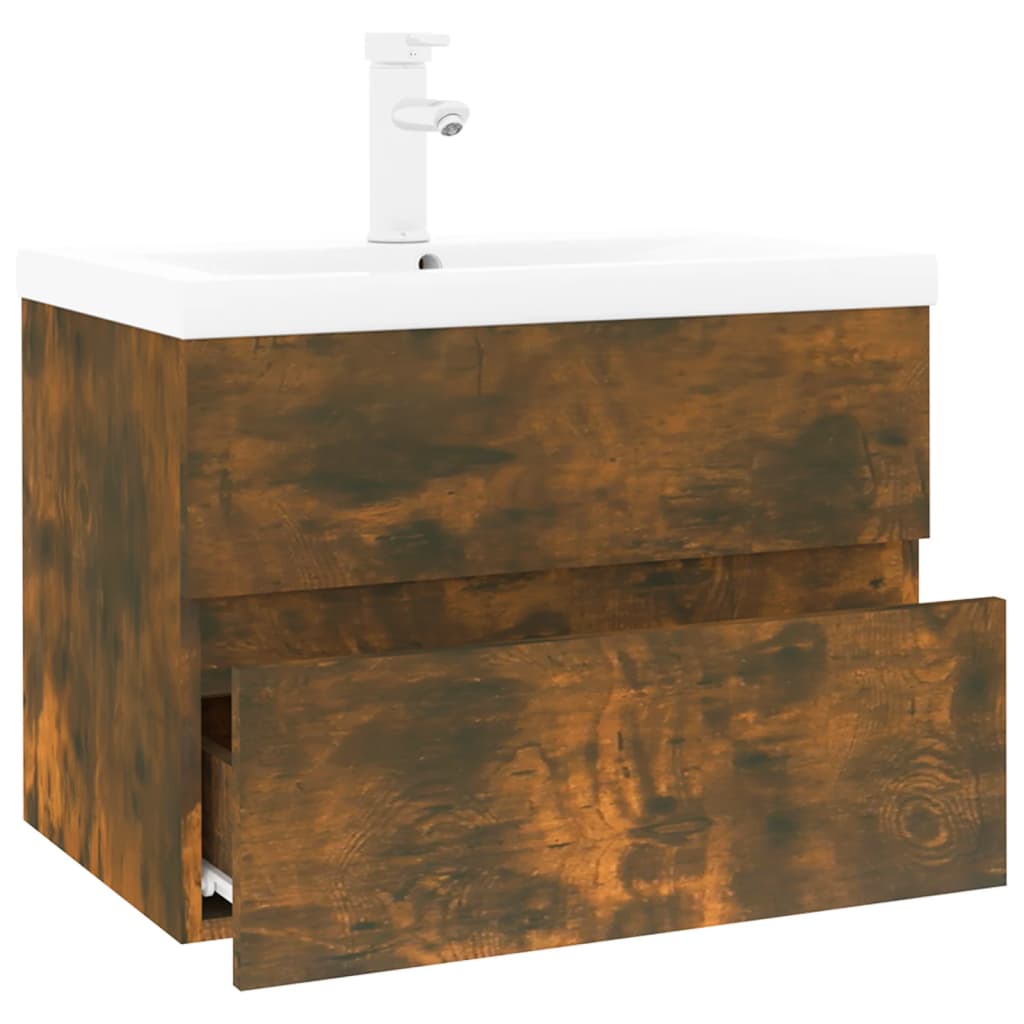 Meuble lavabo avec bassin intégré Chêne fumé Bois d'ingénierie - XIOS