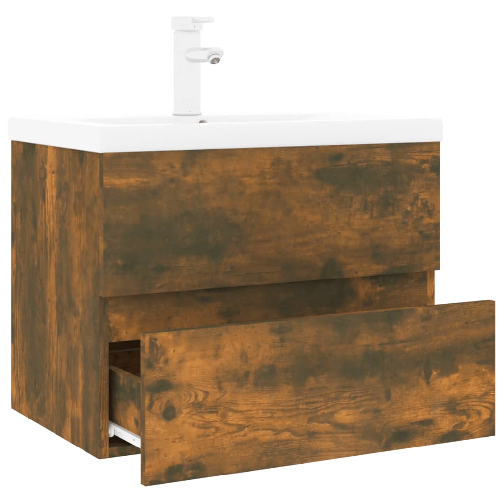 Meuble lavabo avec bassin intégré Chêne fumé Bois d'ingénierie - XIOS