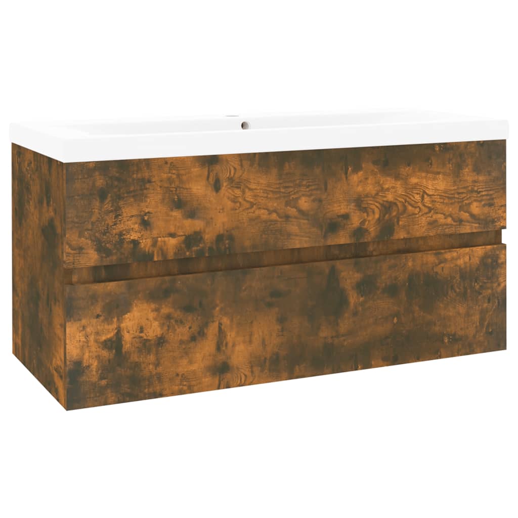 Meuble lavabo avec bassin intégré Chêne fumé Bois d'ingénierie - XIOS