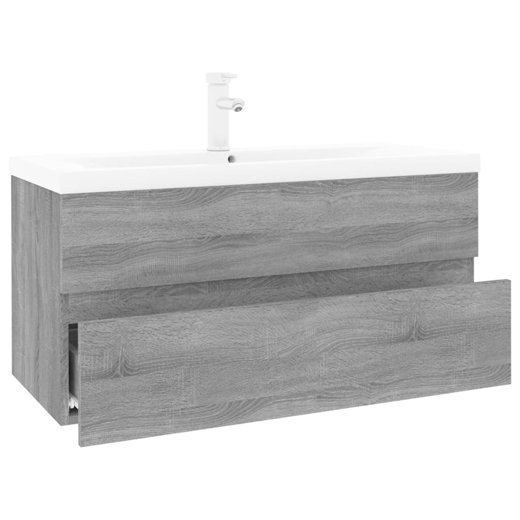 Meuble lavabo avec bassin intégré Sonoma gris Bois d'ingénierie - XIOS