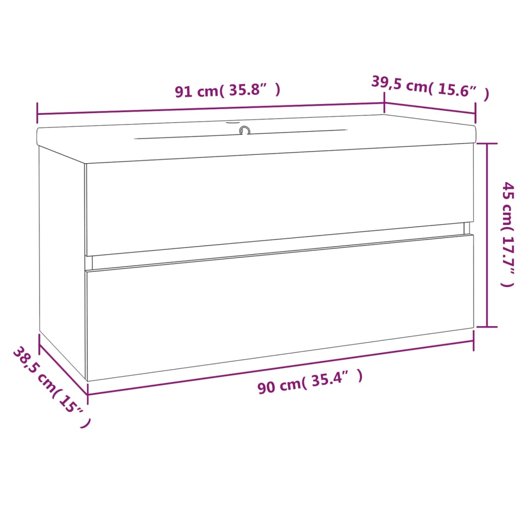 Meuble lavabo avec bassin intégré Sonoma gris Bois d'ingénierie - XIOS