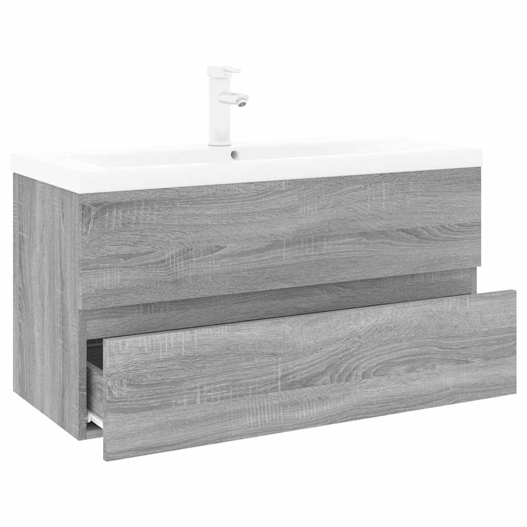 Meuble lavabo avec bassin intégré Sonoma gris Bois d'ingénierie - XIOS