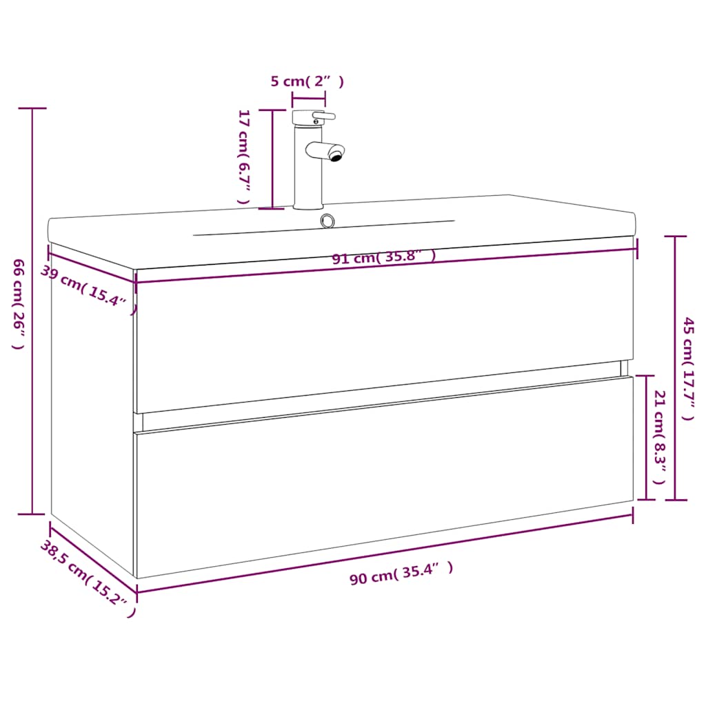 Meuble lavabo avec bassin intégré Sonoma gris Bois d'ingénierie - XIOS