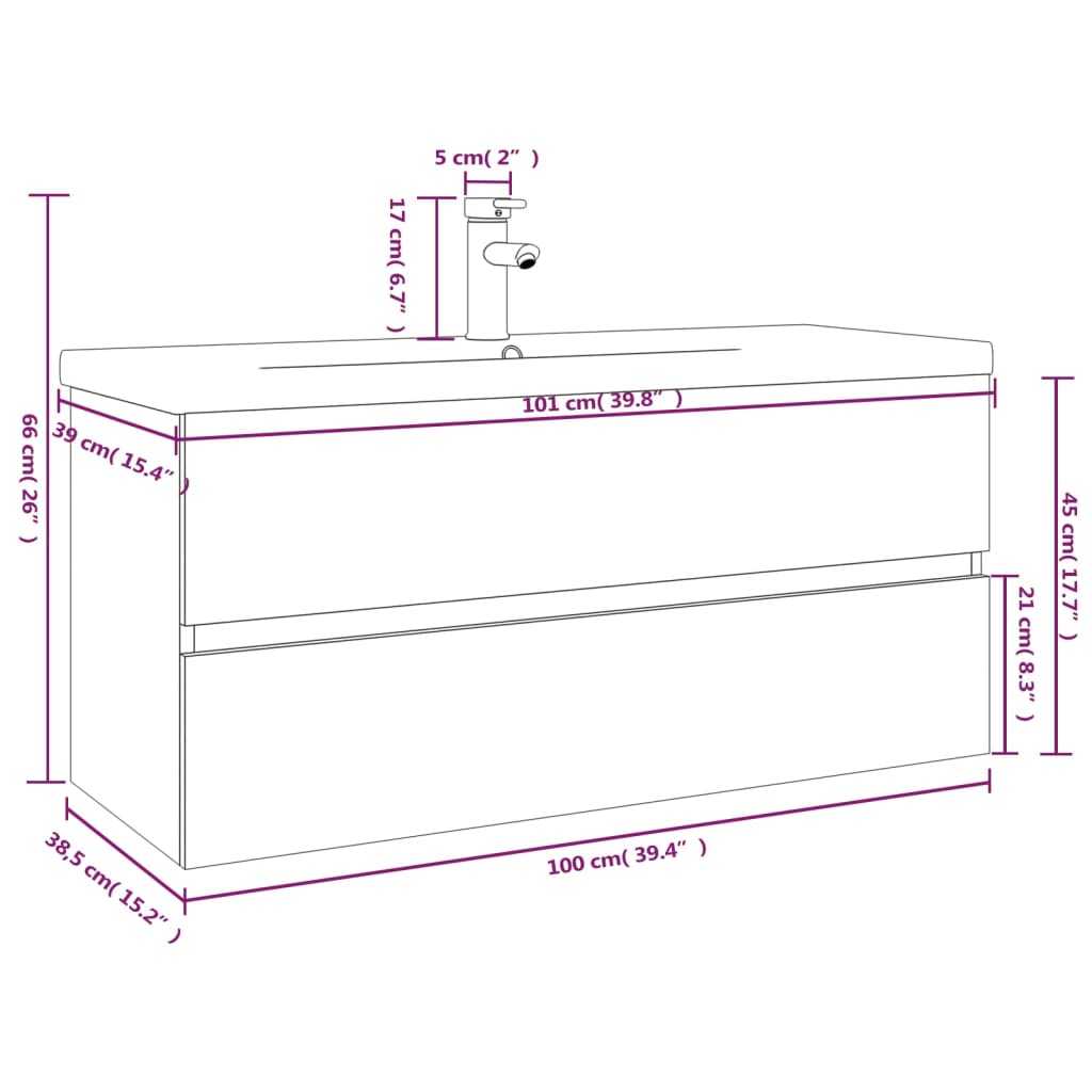 Meuble lavabo avec bassin intégré Chêne fumé Bois d'ingénierie - XIOS