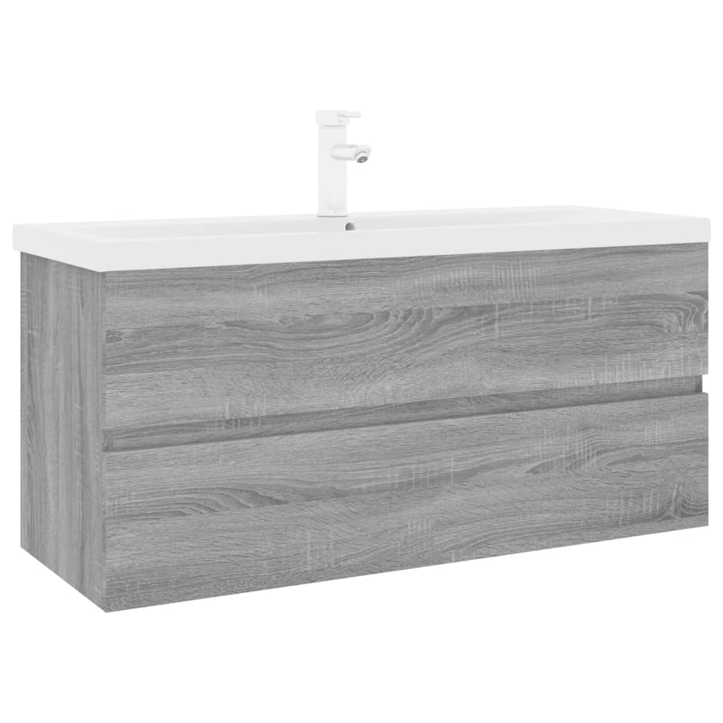 Meuble lavabo avec bassin intégré Sonoma gris Bois d'ingénierie - XIOS