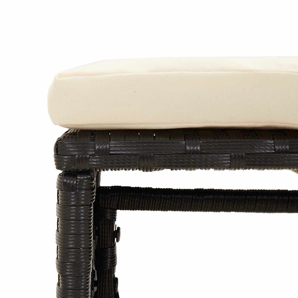 Salon de jardin 6 pcs avec coussins Noir Résine tressée