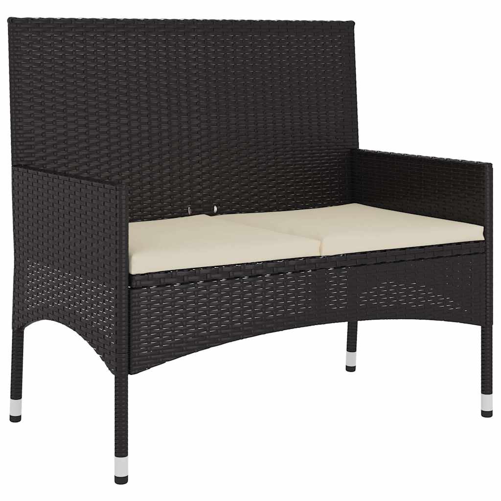 Salon de jardin 6 pcs avec coussins Noir Résine tressée