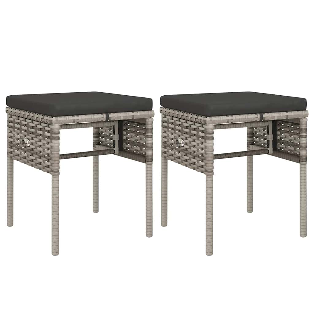 Salon de jardin 6 pcs avec coussins Gris Résine tressée