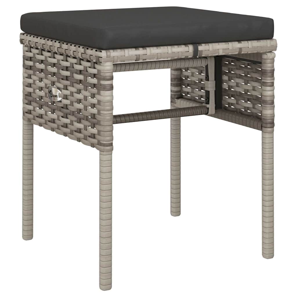 Salon de jardin 6 pcs avec coussins Gris Résine tressée
