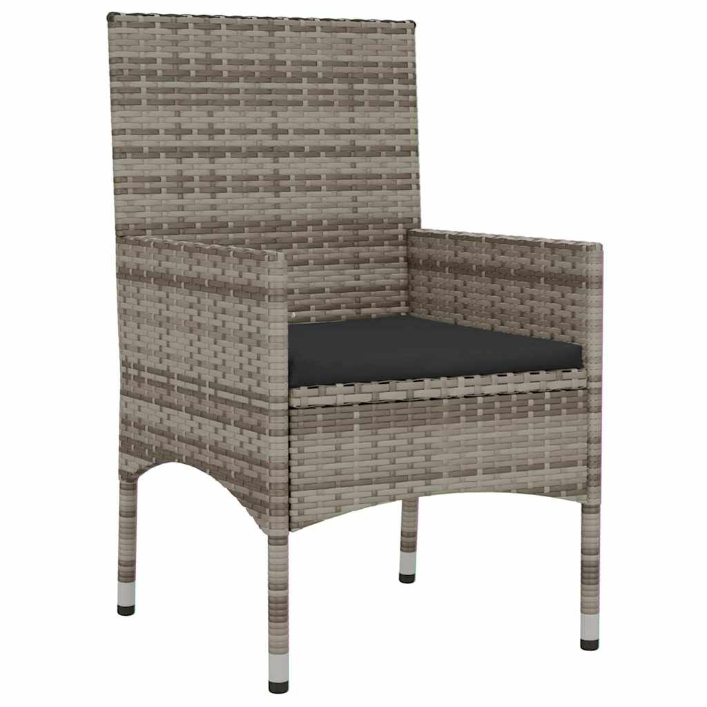 Salon de jardin 6 pcs avec coussins Gris Résine tressée