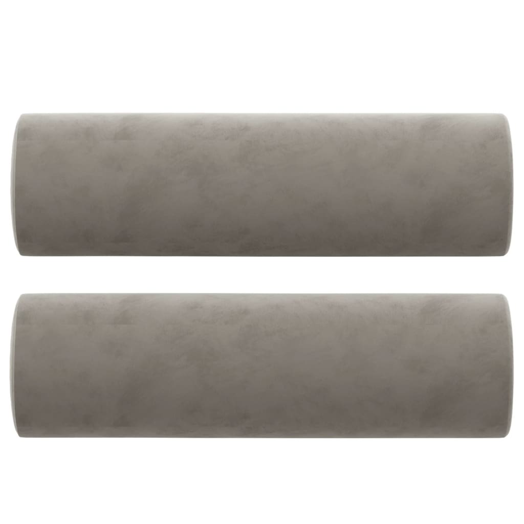 Canapé 2 places oreillers et coussins Gris clair 140 cm Velours - XIOS