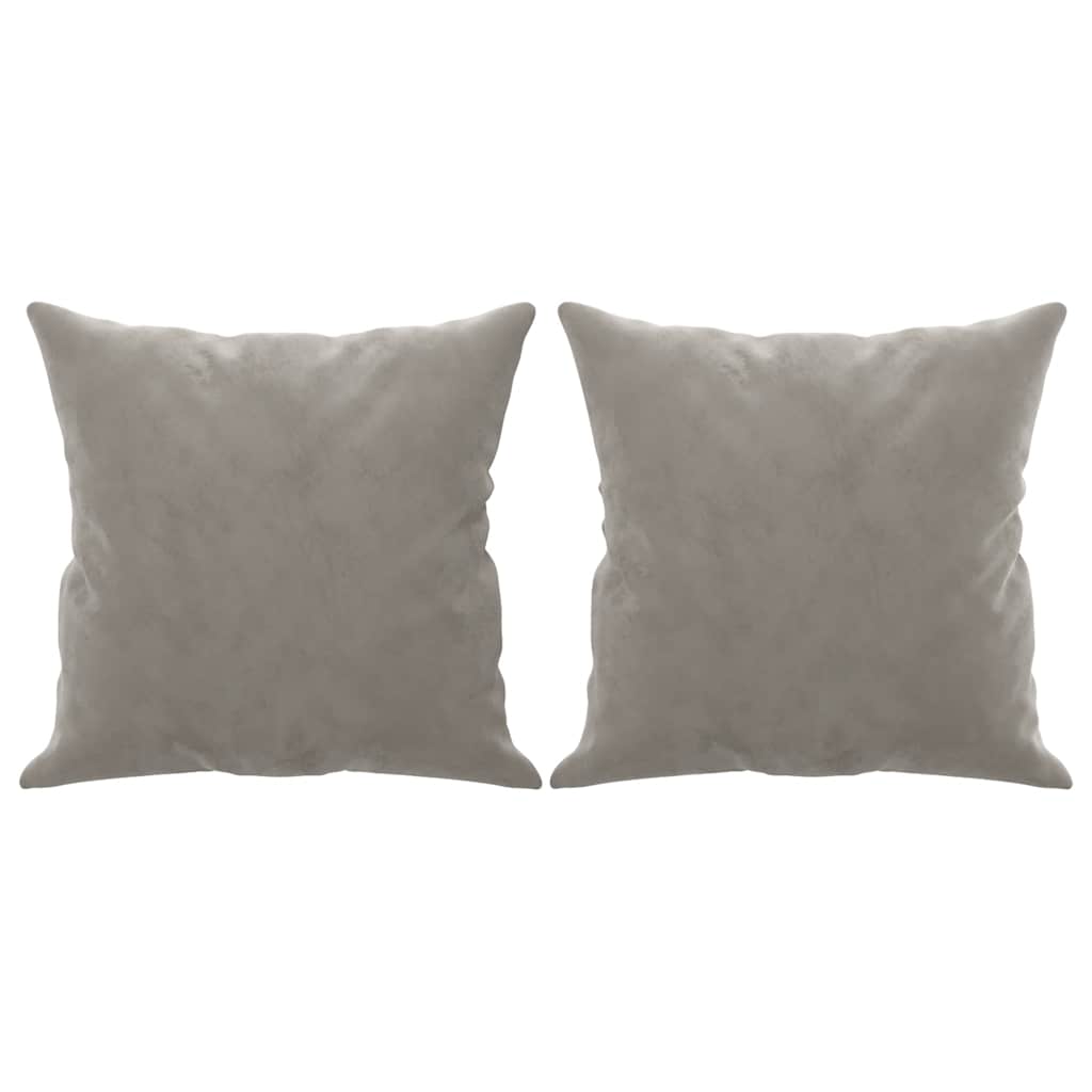 Canapé 2 places oreillers et coussins Gris clair 120 cm Velours - XIOS