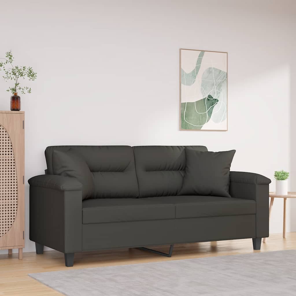 Canapé 2 places avec oreillers et coussins Gris foncé 140 cm - XIOS