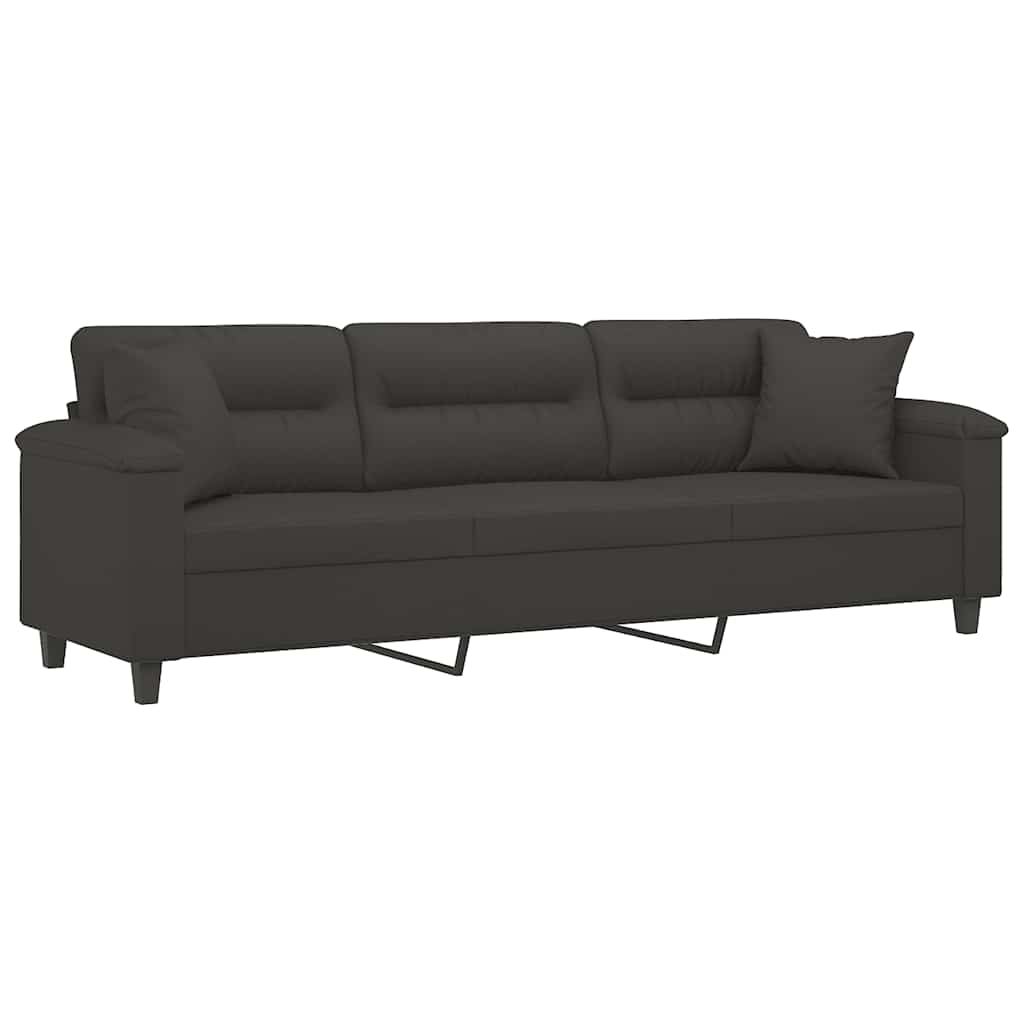 Canapé 3 places avec oreillers et coussins Gris foncé 210 cm