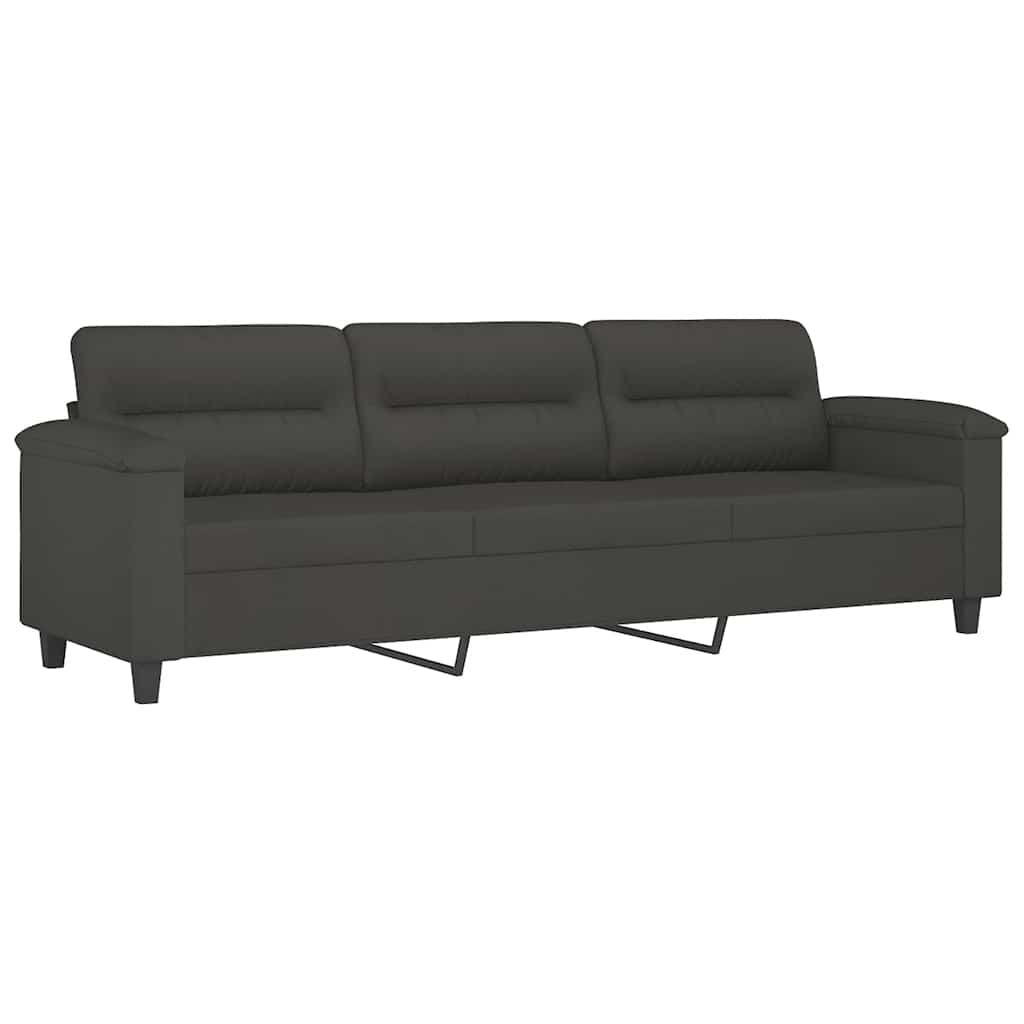 Canapé 3 places avec oreillers et coussins Gris foncé 210 cm