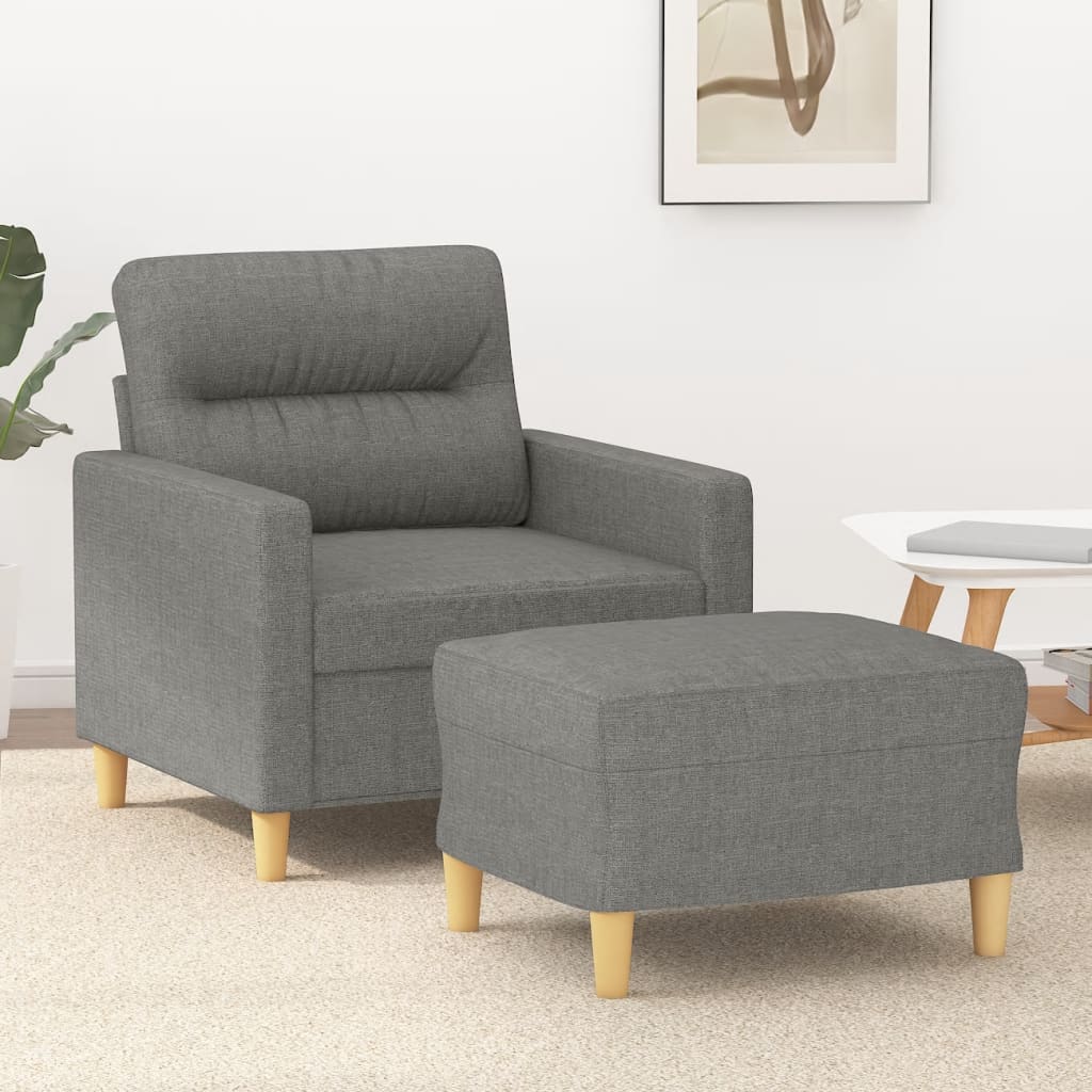 Fauteuil avec repose-pied Gris foncé 60 cm Tissu - XIOS