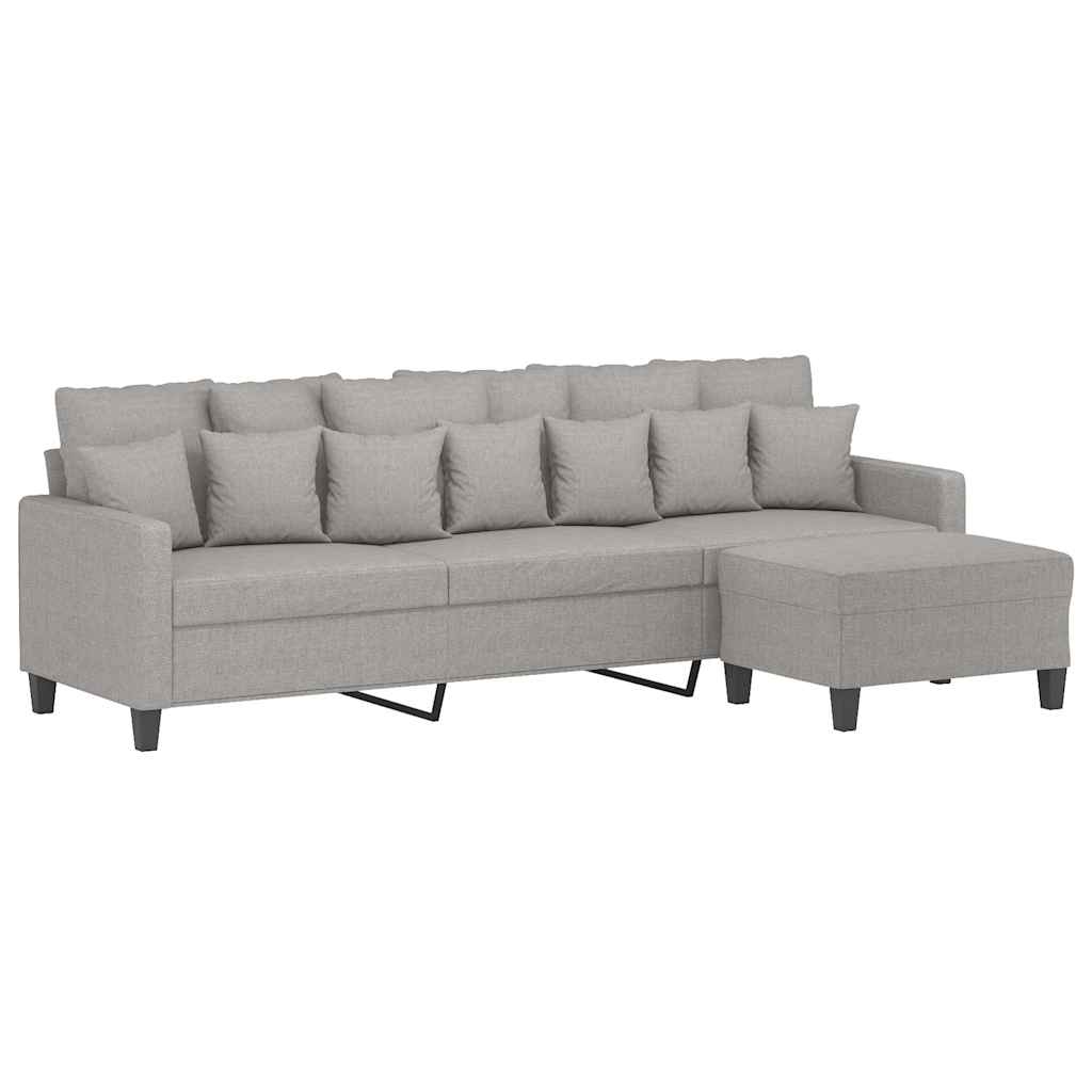Canapé à 3 places avec repose-pieds Gris clair 210 cm Tissu - XIOS