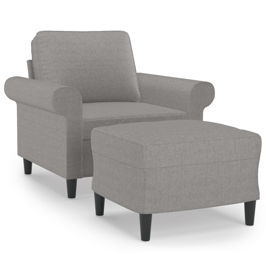 Fauteuil avec repose-pied Gris clair 60 cm Tissu - XIOS