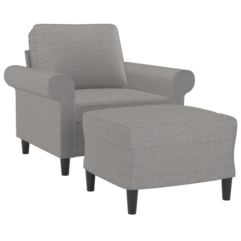 Fauteuil avec repose-pied Gris clair 60 cm Tissu - XIOS