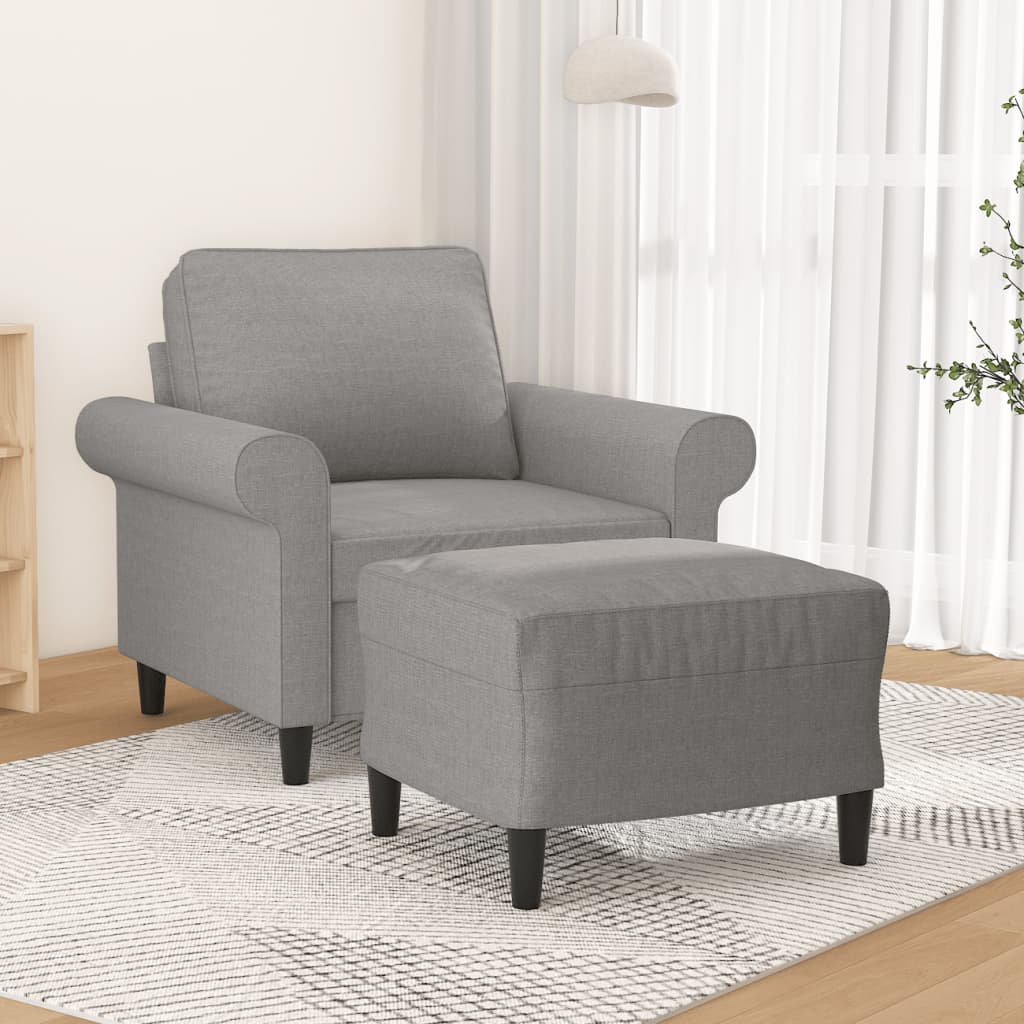Fauteuil avec repose-pied Gris clair 60 cm Tissu - XIOS