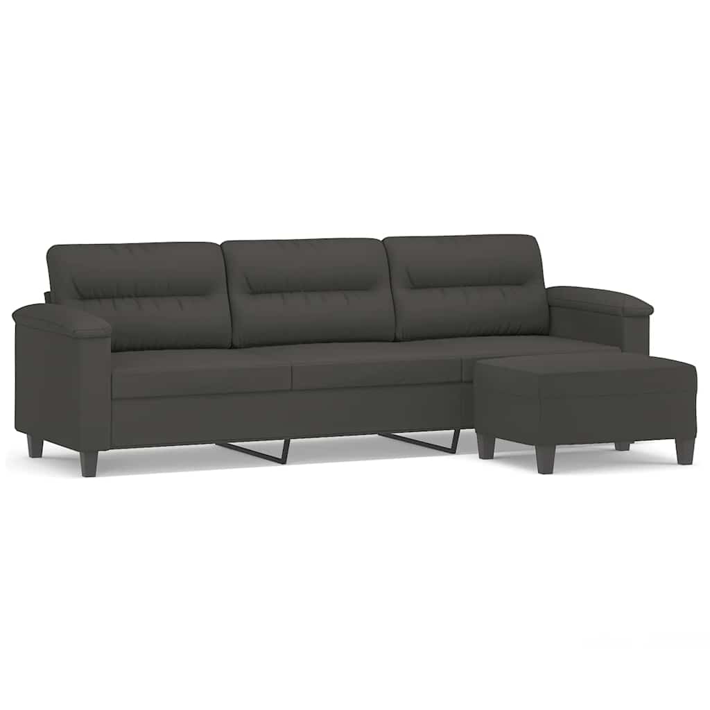 Canapé 3 places repose-pieds Gris foncé 210 cm Tissu microfibre
