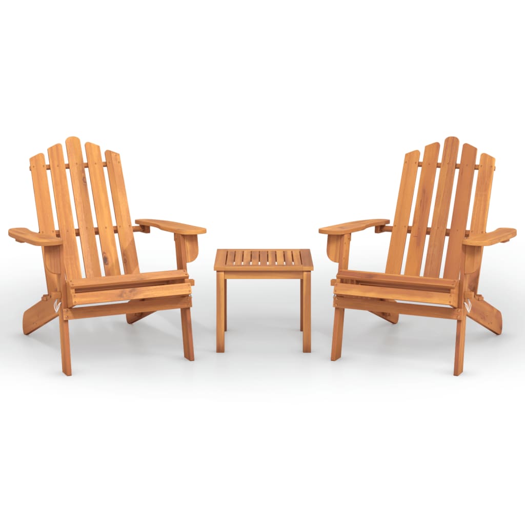 Ensemble de salon de jardin Adirondack 3 pcs bois acacia solide