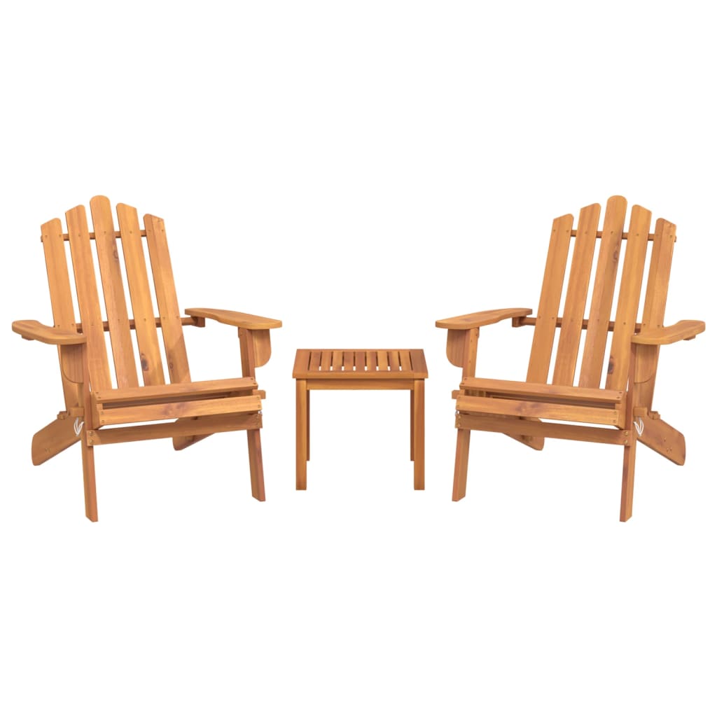 Ensemble de salon de jardin Adirondack 3 pcs bois acacia solide